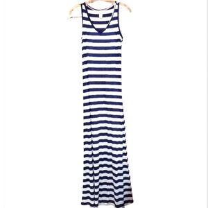 Women's  maxi navy % white horizontal stripe dress